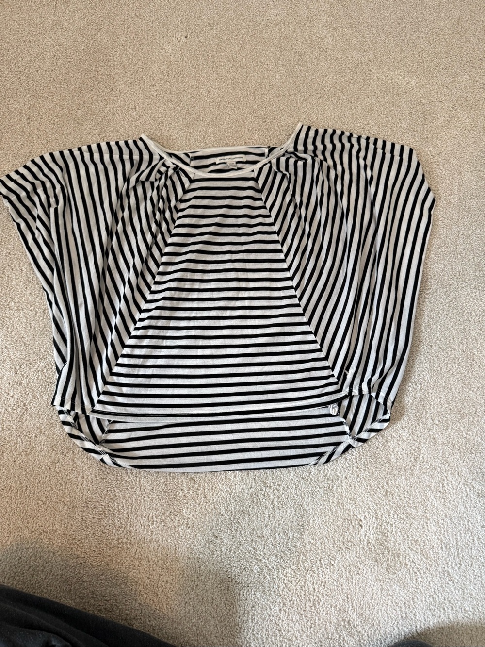 American Eagle Outfitters Black & White Striped Dolman Top